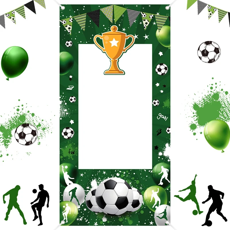 Fußball-Themen Geburtstags-Fotorahmen Hintergrundtuch Fußball-Sport Geburtstagsparty-Dekoration Partyzubehör Foto-Requisiten