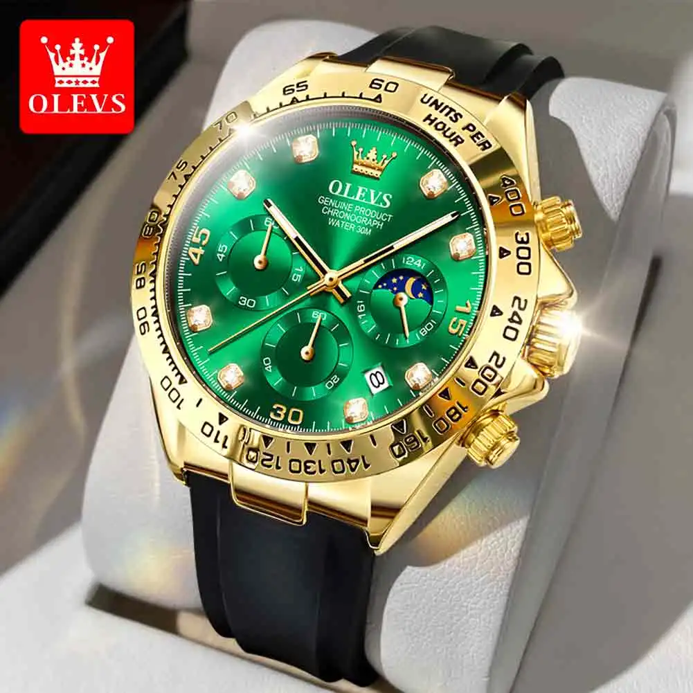 OLEVSWatchforMenGoldWatchSiliconeLuminousWaterproofLuxury