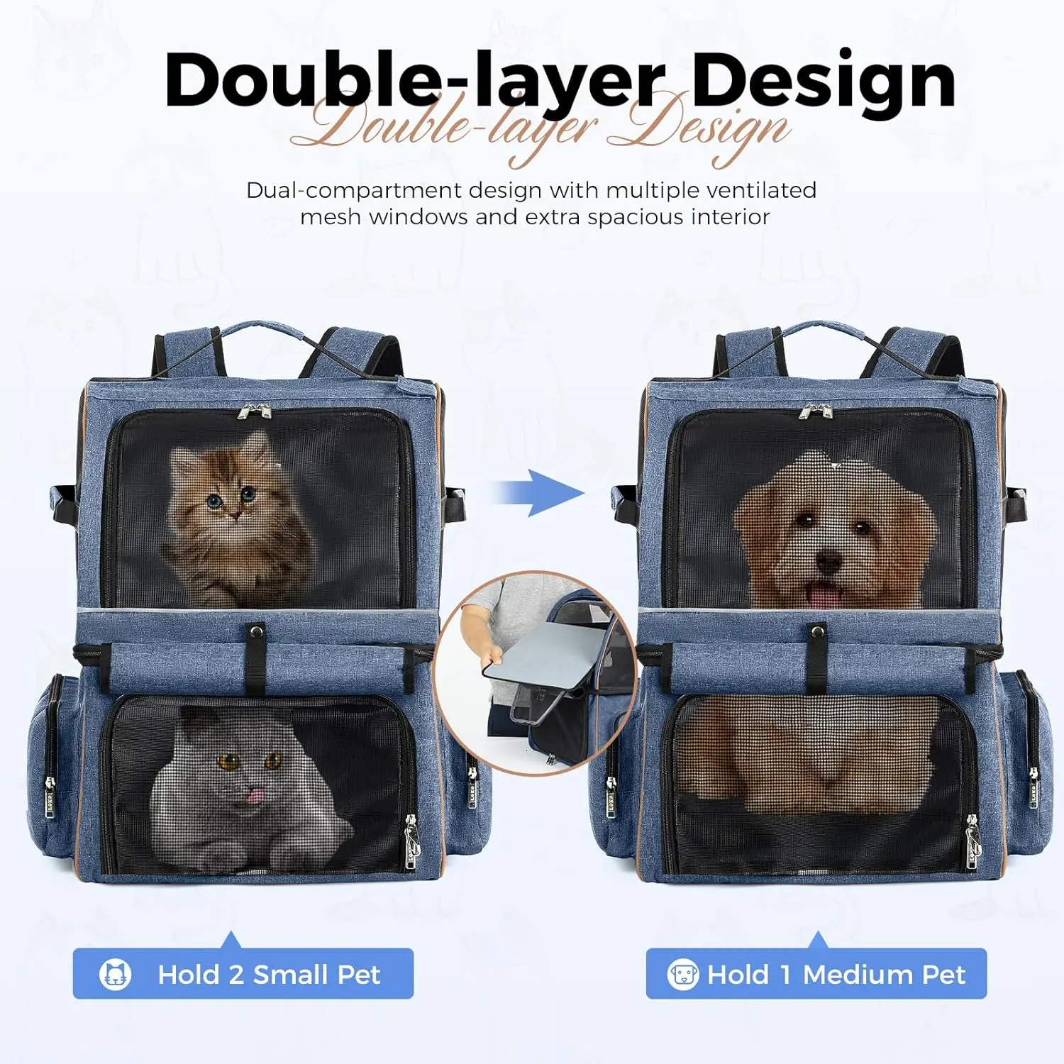 Double-Compartment Cat Backpack Carrier 3