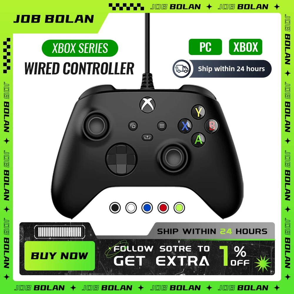  JOB BALON Wired Controller for Xbox Series X S Gamepad Video Game Controller,Gaming Controller for Xbox One and Windows 10/11 