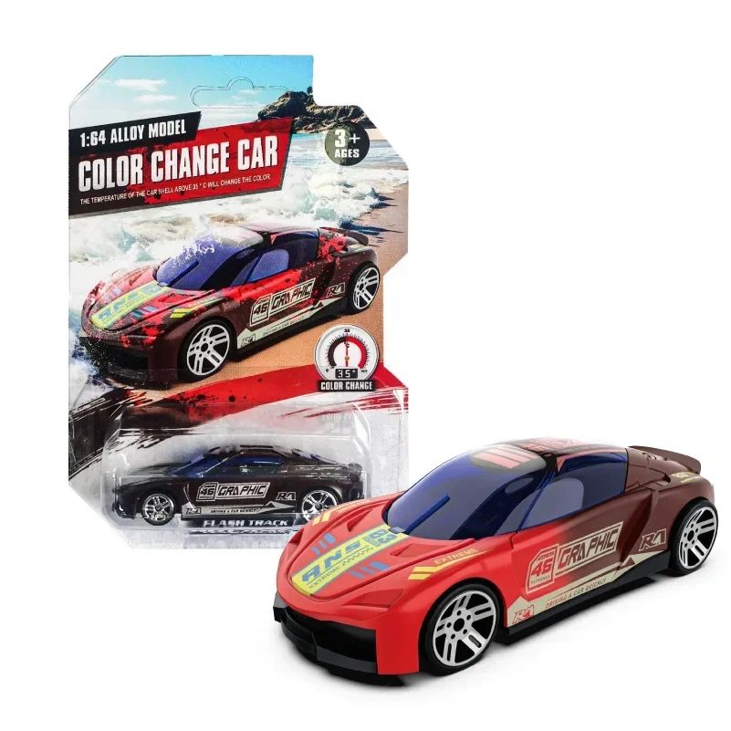 Modèle de voiture de course magique à couleur changeante 1:64, inertie sensible à la température, jouets résistants aux chocs, cadeau Durable pour garçons