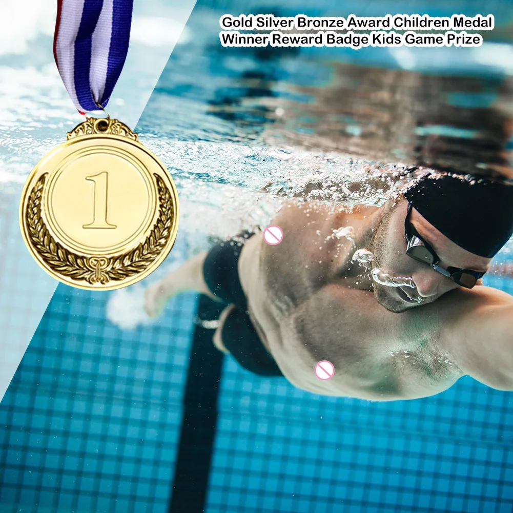 Reward Encourage Badge Gold Silver Bronze Winner Reward Medals with Ribbon for Souvenir Gift Outdoor Games  School Supplies