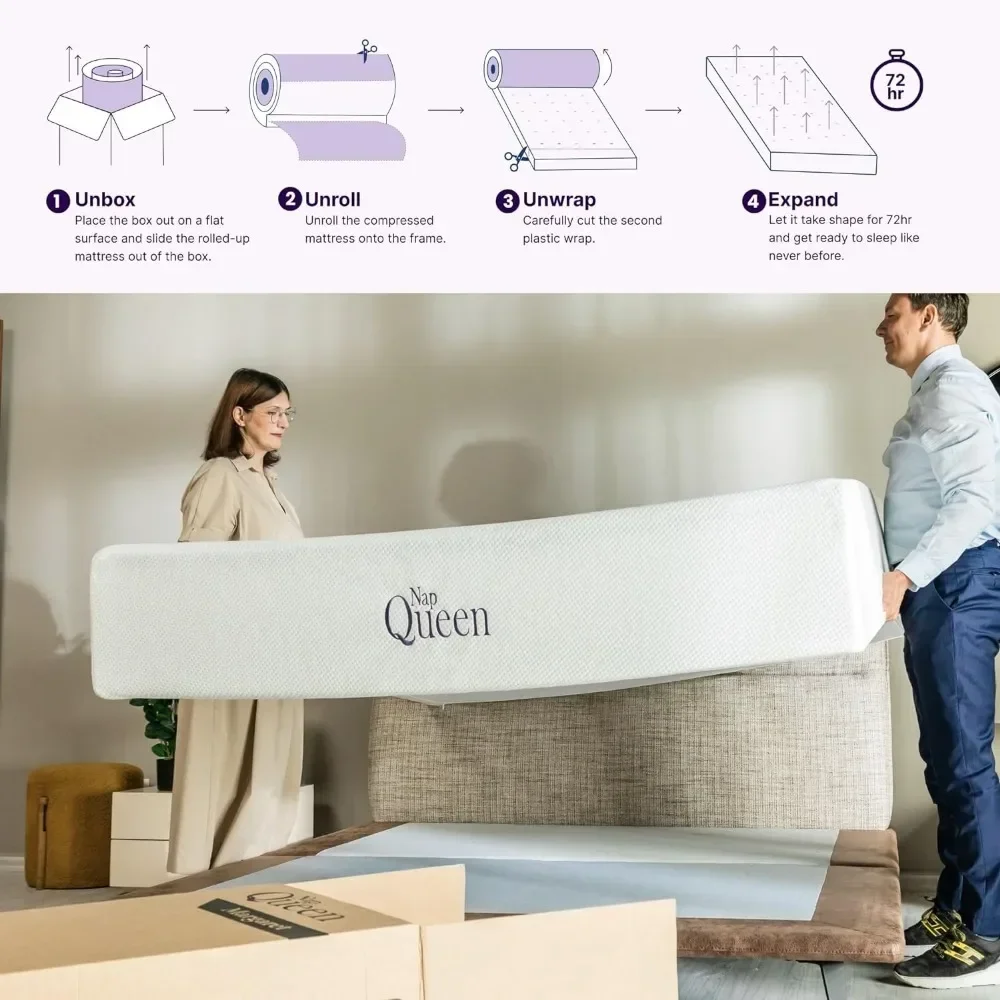 12 Inch Queen Size Mattress, Bamboo Charcoal Memory Foam Mattress, Bed in a Box,White 4