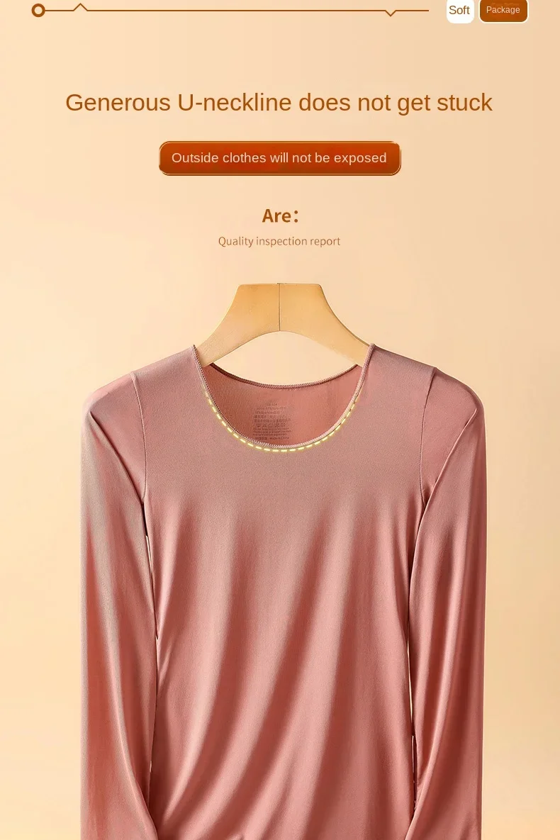 Damen-Thermounterwäsche, Herbst-Winter-Bottom-Shirt, langärmeliges T-Shirt, dünnes Thermo-Top, zweite Damen-Thermohaut, L-XL – Detail 9