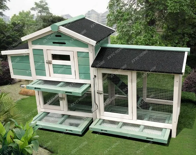 Outdoor Double-Layer Rabbit Nest Large Rabbit House Rainproof and Sun Protection Villa Outdoor Cat Cage Cat Nest Cattery
