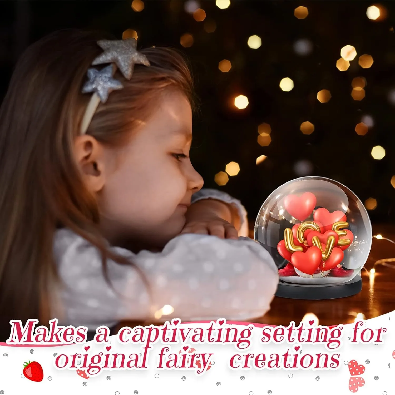 Display Dome Valentines Day Gifts Office Glass Cover DIY Craft Dollhouse Accessories
