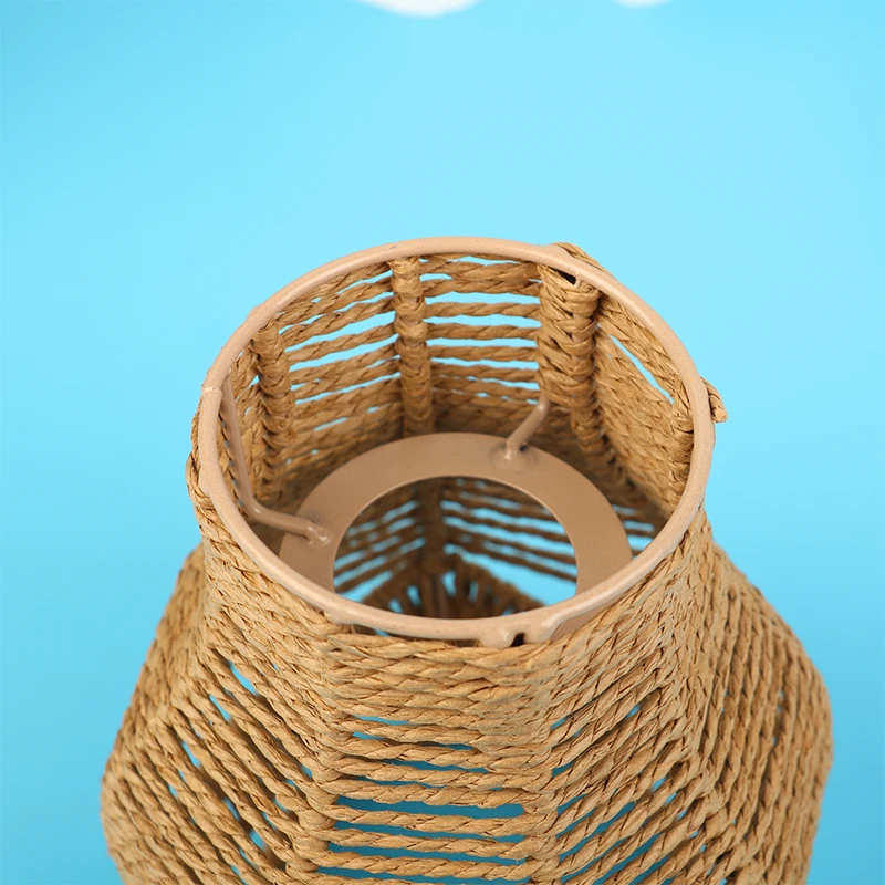 Description Picture 2 of itemNew 1PC Hand Weave Lampshade Rattan Hanging Lamp Shade Cafe Hotel Light Cover Ceiling Pendant Fixture For Home Restaurant Decors