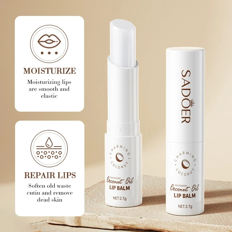SADOER Coconut Lip Balm Moisturizing Anti Cracking Hydrating Repair Nourishing Anti Wrinkles Lipstick Lips Skin Care Products