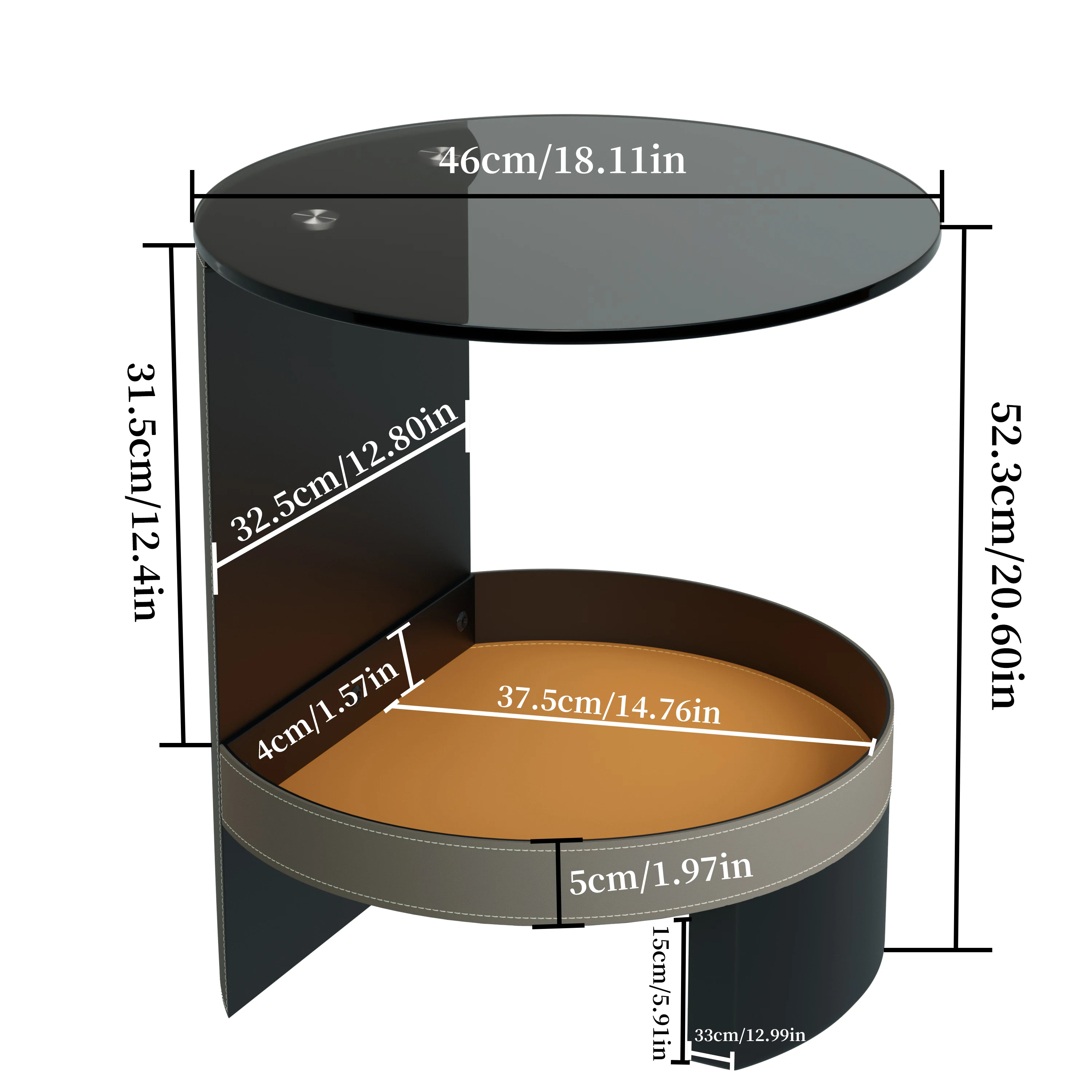 Wisfor Tempered Glass Coffee Table Metal Frame Living Room Home Round Light luxury Minimalist Tea Table Small Apartment
