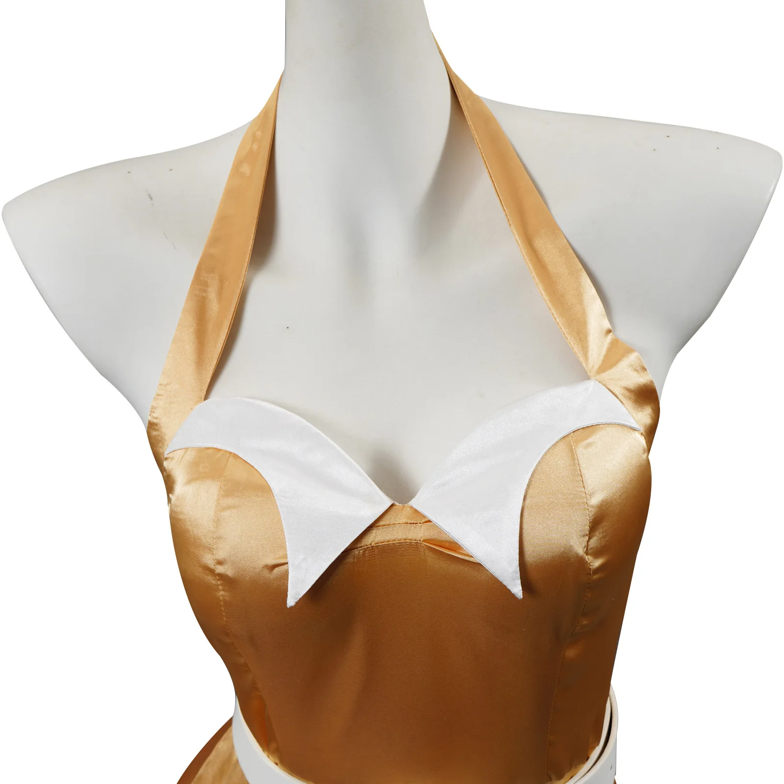 Vintage Yellow Satin Halter Neck Ball Gown Costume for Women (Unofficial)