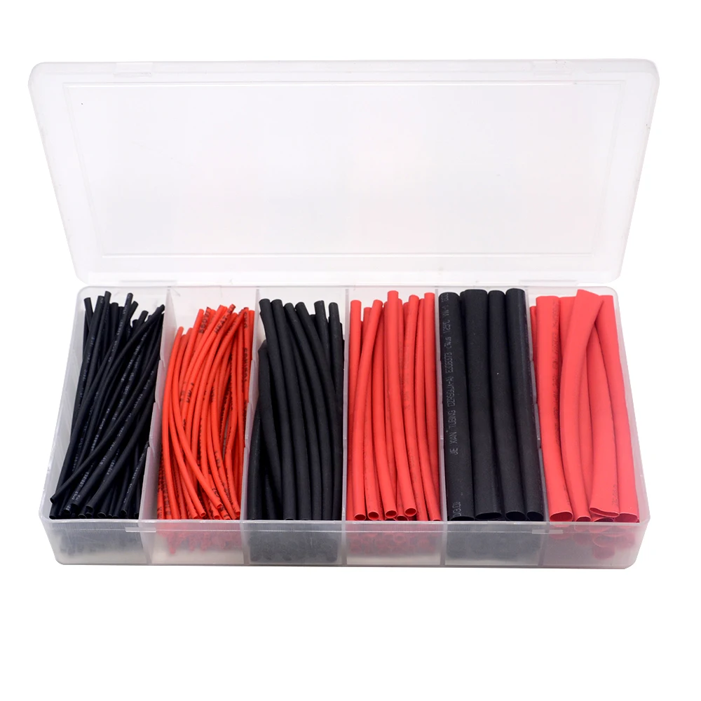 Flame-retardant Boxed Heat Shrink Tubing Kit heat shrink tubing heat shrink tube heat shrink tube kit 3 Sizes 190pcs/lot Black Red