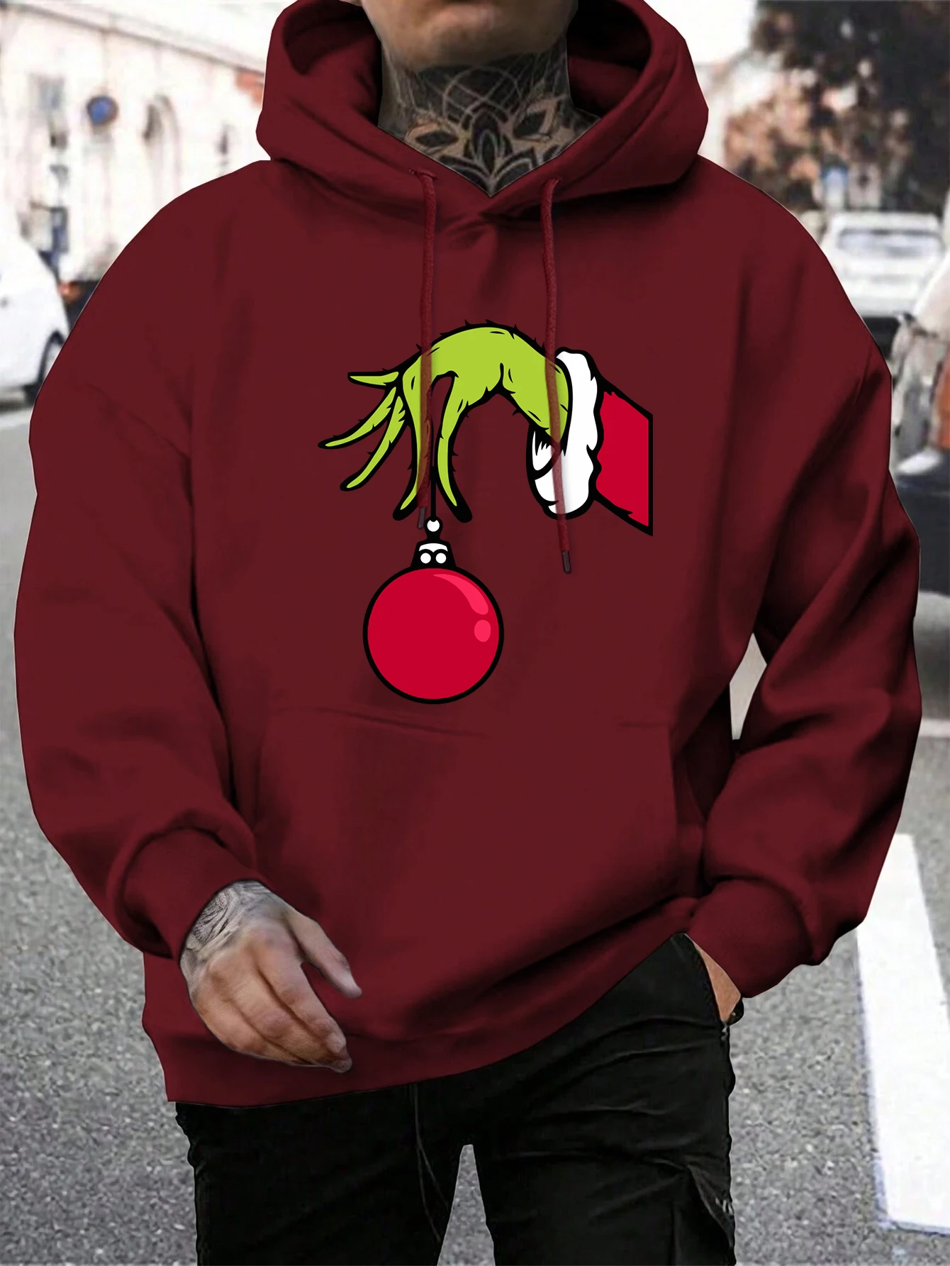 Grünhaarige Monster erhalten Weihnachtsgeschenke Hoodie Mann Grinch Hoodies warme Fleece Pelz-Liner Männer Hoody Casual Pullover – Detail 21