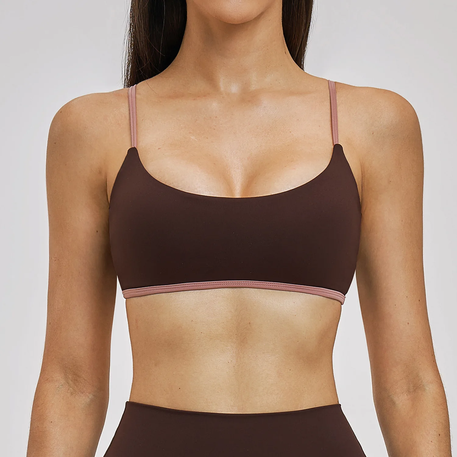 Women's False Two-Piece Sports Bra Women Color Blocking Yoga Bras Shockproof Breathable Push-up Fitness Running Sports Underwear_voghion.com