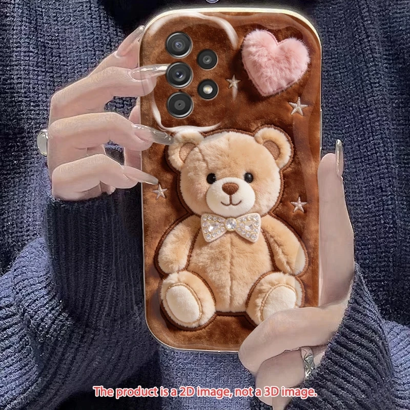 Cute Bear & Pink Heart Phone Case – Stylish and Protective Cover