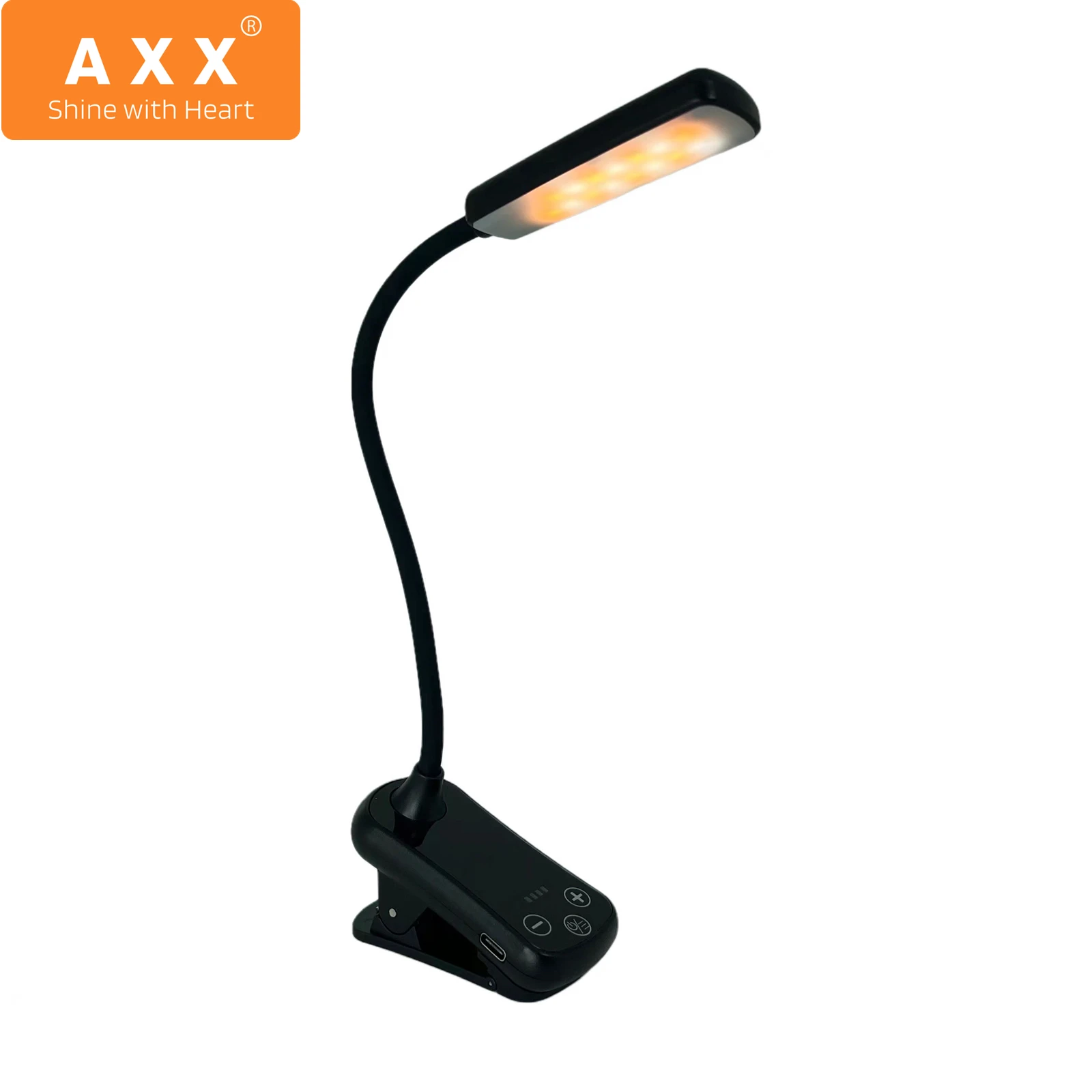 

AXX USB перезаряжаемая портативная лампа для чтения для детей, мини-ночсветильник с зажимом для спальни, гибкая светодиодная кровать, дорожная лампа