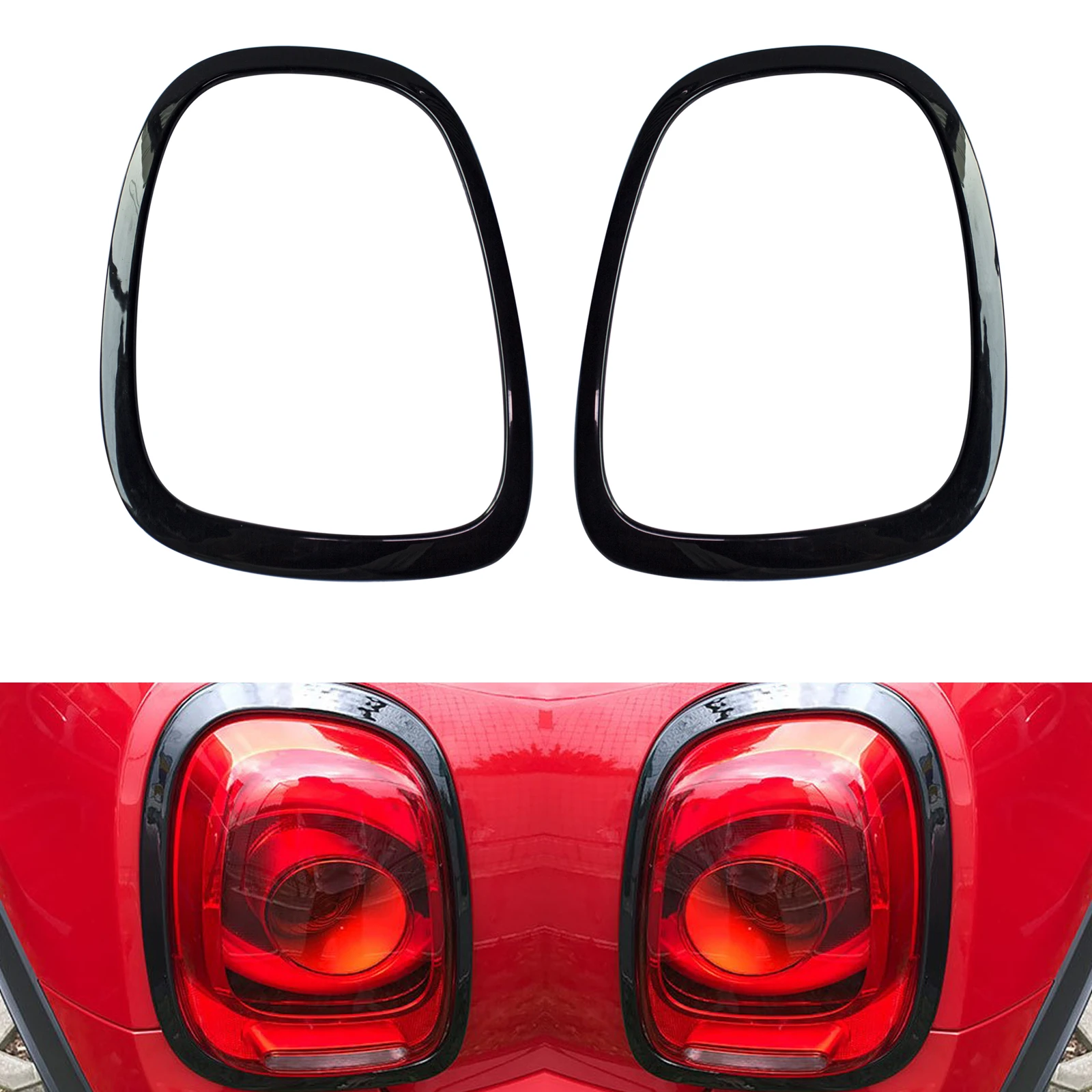 

For Mini Cooper F55 F56 PC RearLight Decoration Ring Red Black 2Pcs/Set For RearLight