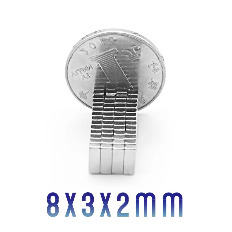 강력한 자석 블록 자석, N35 네오디뮴 시트, 쿼드레이트 희토류, 8x3x2, 10 PCs, 20 PCs, 50 PCs, 100 PCs, 200 PCs, 500 PCs, 1000PCs, 8mm x 3mm x