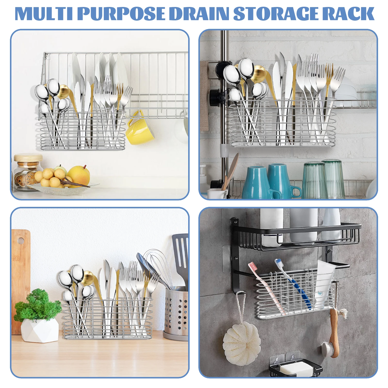 Stainless Steel Chopsticks Holder Kitchen Storage Shelf Spoon Fork Cutlery Holder Tableware Draining Rack Chopsticks Organizer