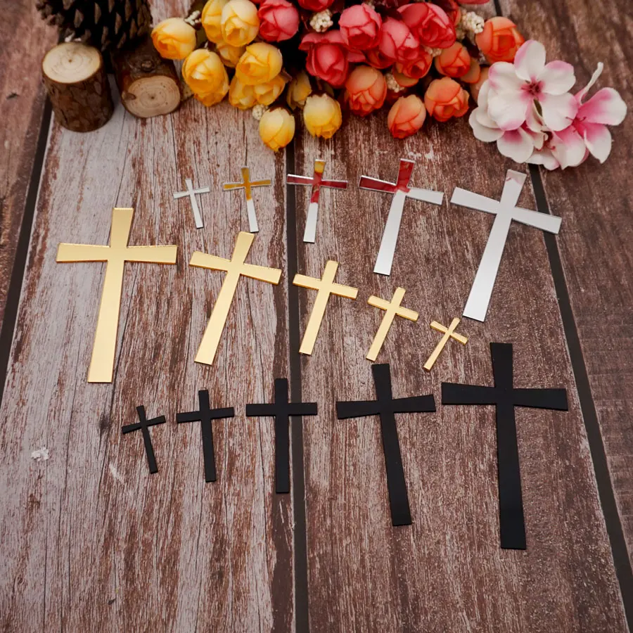 20 teile/los Kleine Acryl Gold Spiegel Kreuz Silber Aufkleber 3D DIY Ehe Wand Kreuze Hause Dekoration Gast Geschenk Zubehör – Detail 8