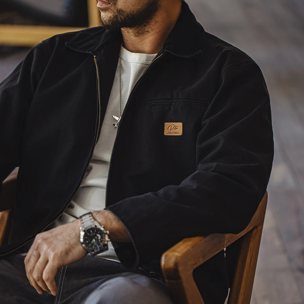 Maden Vintage Detroit Hunting Jackets Men J001 Turn-down Collar Coats Heavyweight Cotton Jacket Multi-Pocket Casual Clothes 5