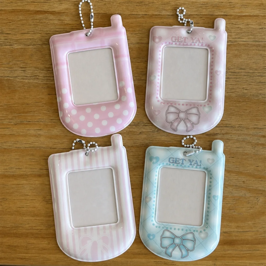Vintage Cartoon Phone Photocard Holder with Hanging Chain