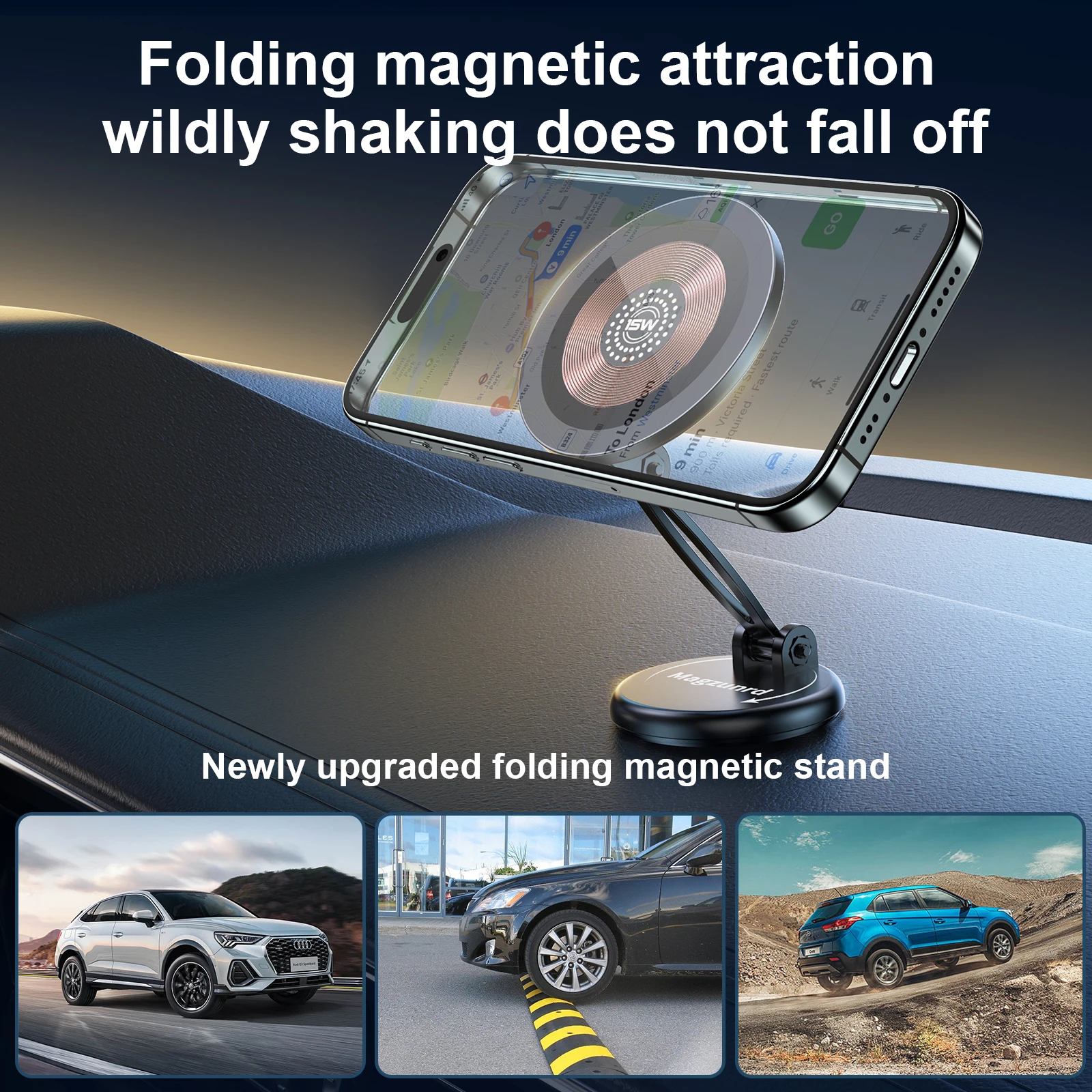 Magnetic Wireless Charging Car Phone Holder with MagSafe Compatibility
