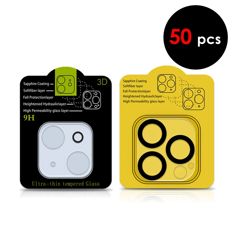 

50Pcs For iPhone 15 Pro 14 Plus 13 12 11 Max Mini 3D Full Cover Camera Len Film Tempered Glass Screen Protector