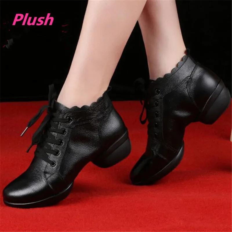 Woman's Latin Dance Shoes Salsa Ballroom Shoes Soft Sole Breath Genuine Leather Women Dance Shoes Heel 4cm Ladies Dance Sneakers