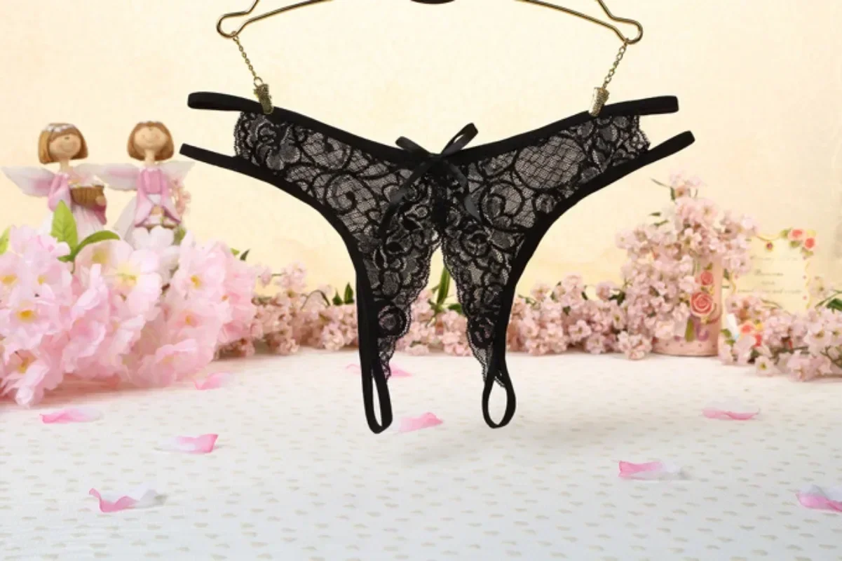 Women Panties Female Underwear Seamless Panties Cotton Panties Lace Panties Womens Underwear Brazilian Underwear Crotchless Bowknot Sexy Thong Temptation Sheer For Women