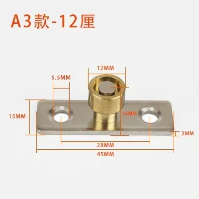 2Pcs Floor Mount Sliding Wooden Door Guide Roller Retainer Top Hung Pivot Brass Wheel Bottom Grooved