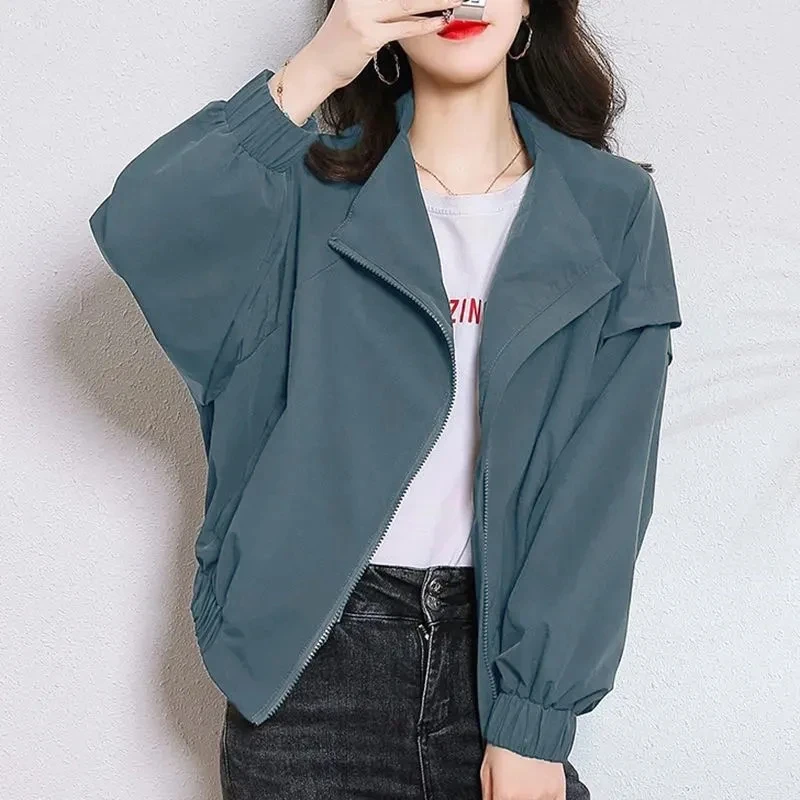 Batwing Sleeves Army Green Short Jackets Women's Spring Korean Casual Oversized Coats Loose New Bomber Outwears All Match image_1