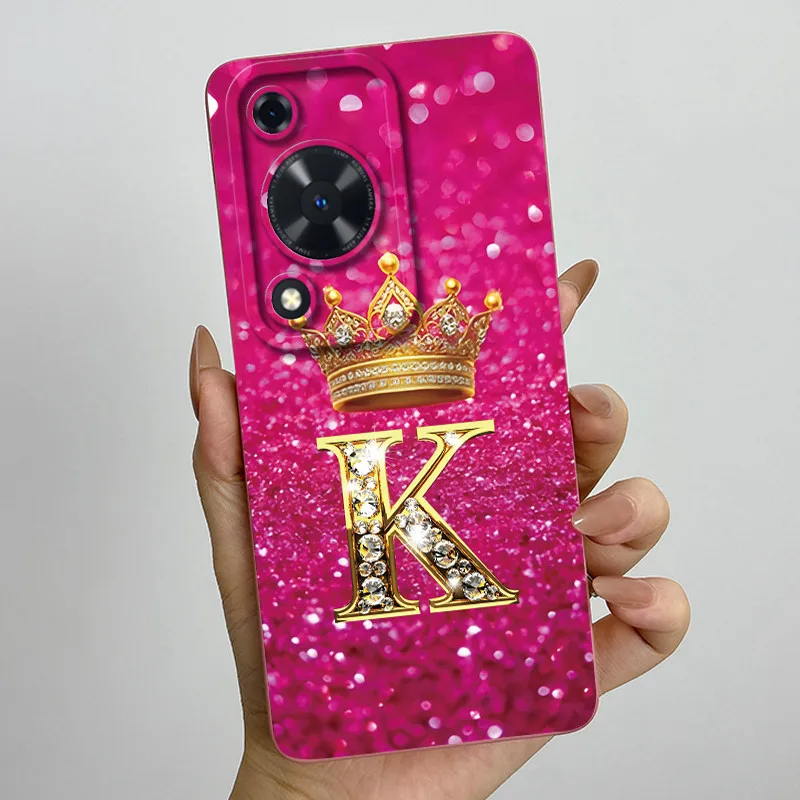 Crown Initial Letter Couple Phone Case - Soft Silicone TPU Lens Protective Casing