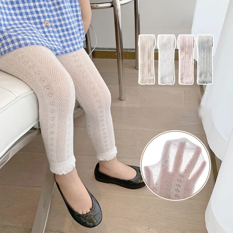 Baby Leggings Summer Baby Girls Legging Pants Breathable Mesh Infant Pants Thin Lace Anti-Mosquito Kids Trousers Children Clothing 0-8Y Baby Trousers