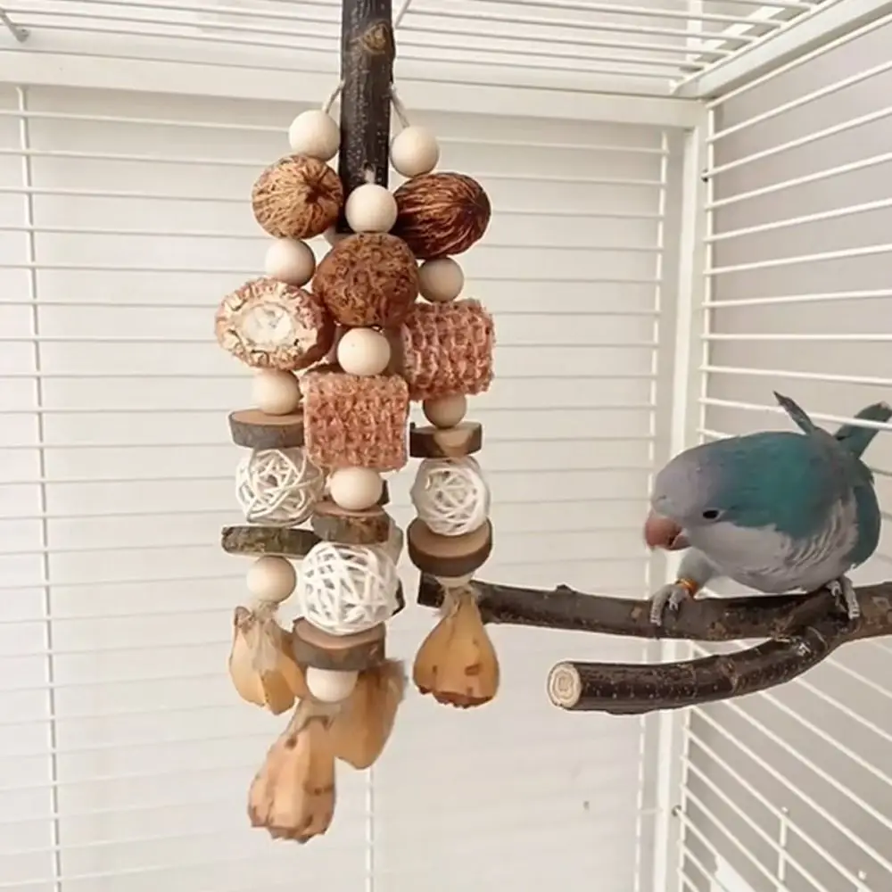Parakeet Natural Wood Bird Wood Nut Toy Corncob Rattan Ball Parrot Chewing Toy Healthy Pineapple Bite Training For Birds