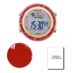 Waterproof Stick - On Digital Clock for Motorcycles and Vehicles (Red)