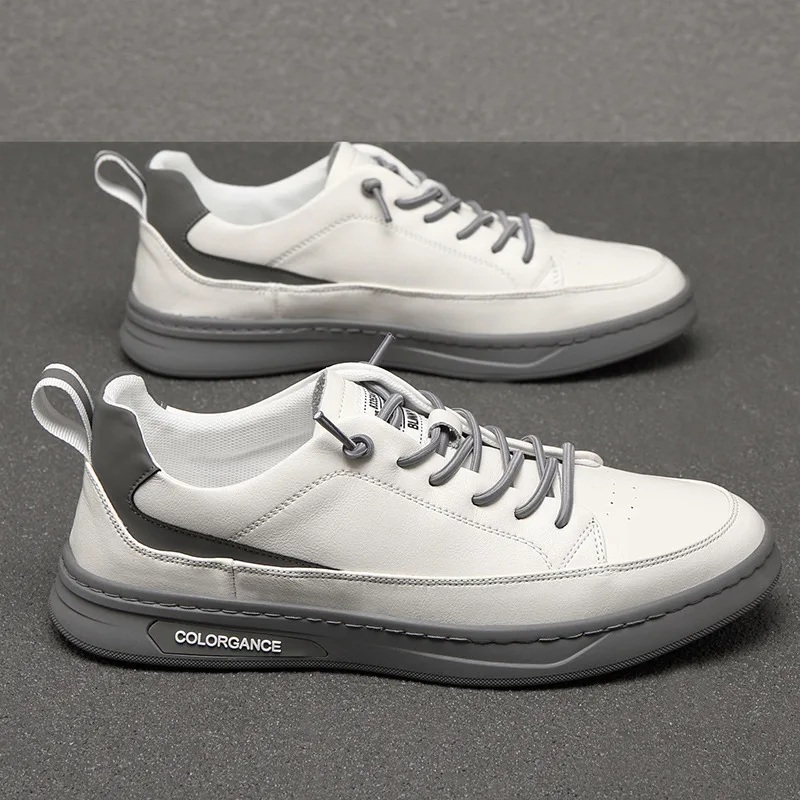 

Men's Shoes Trendy White Leather Breathable Casual