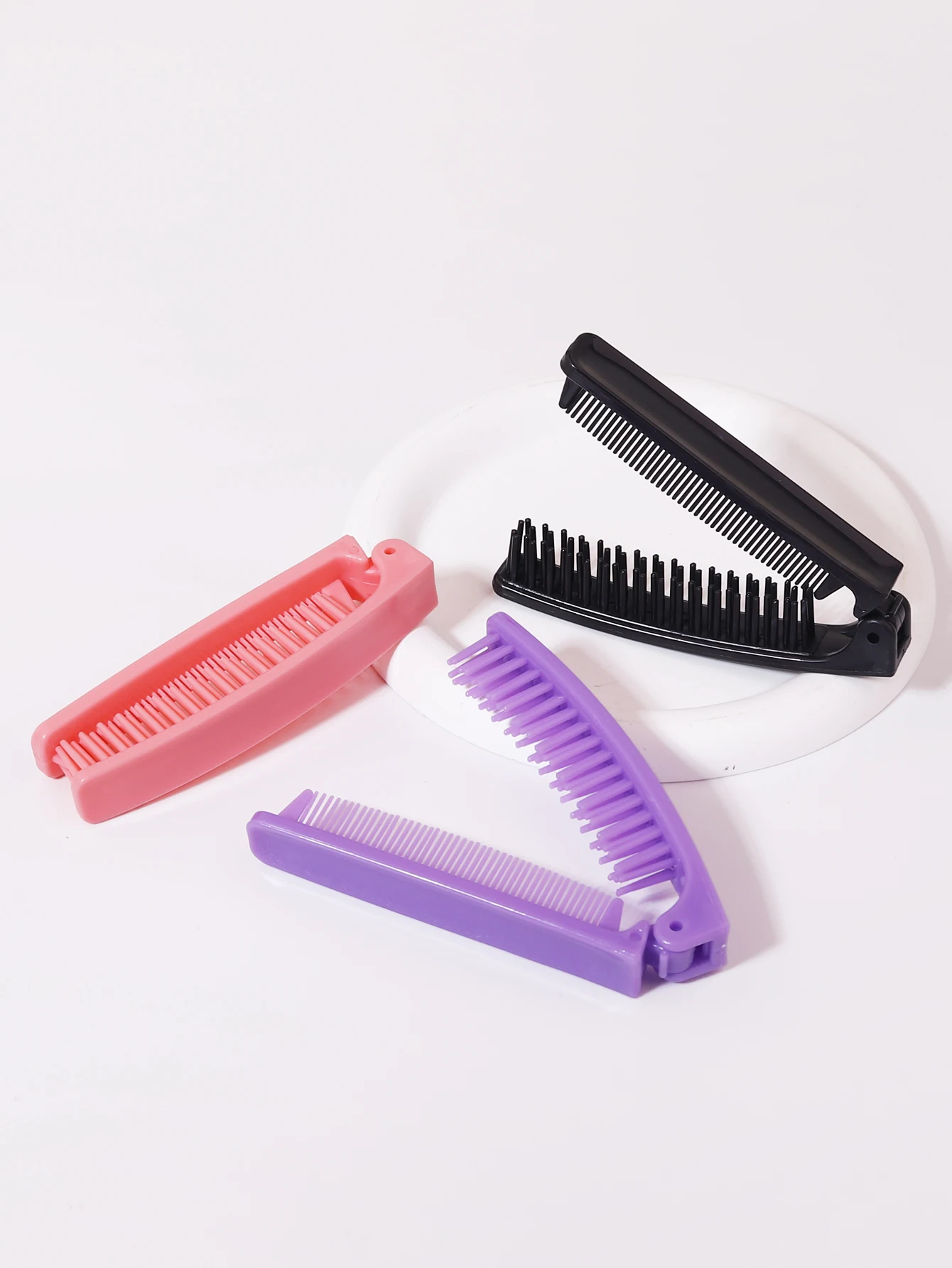 1pc portable plastic anti-static foldable travel scalp massage comb portable pocket hair styling tool Special for real hair wig