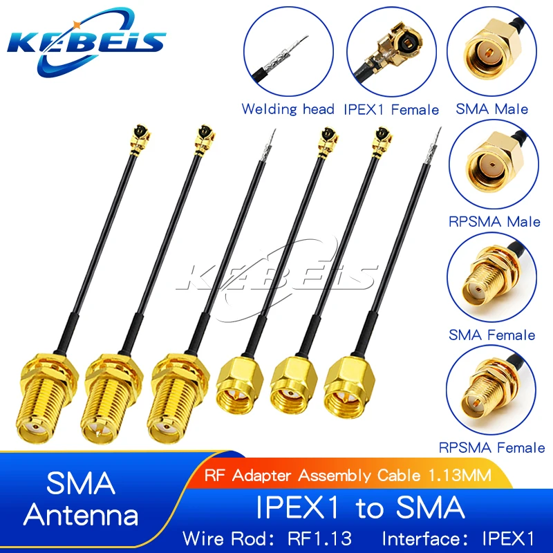 RF coaxial cable 5PCS IPX to SMA connector cable SMA male to uFL/u.FL/ipx/IPX-1 female WIFI antenna extension