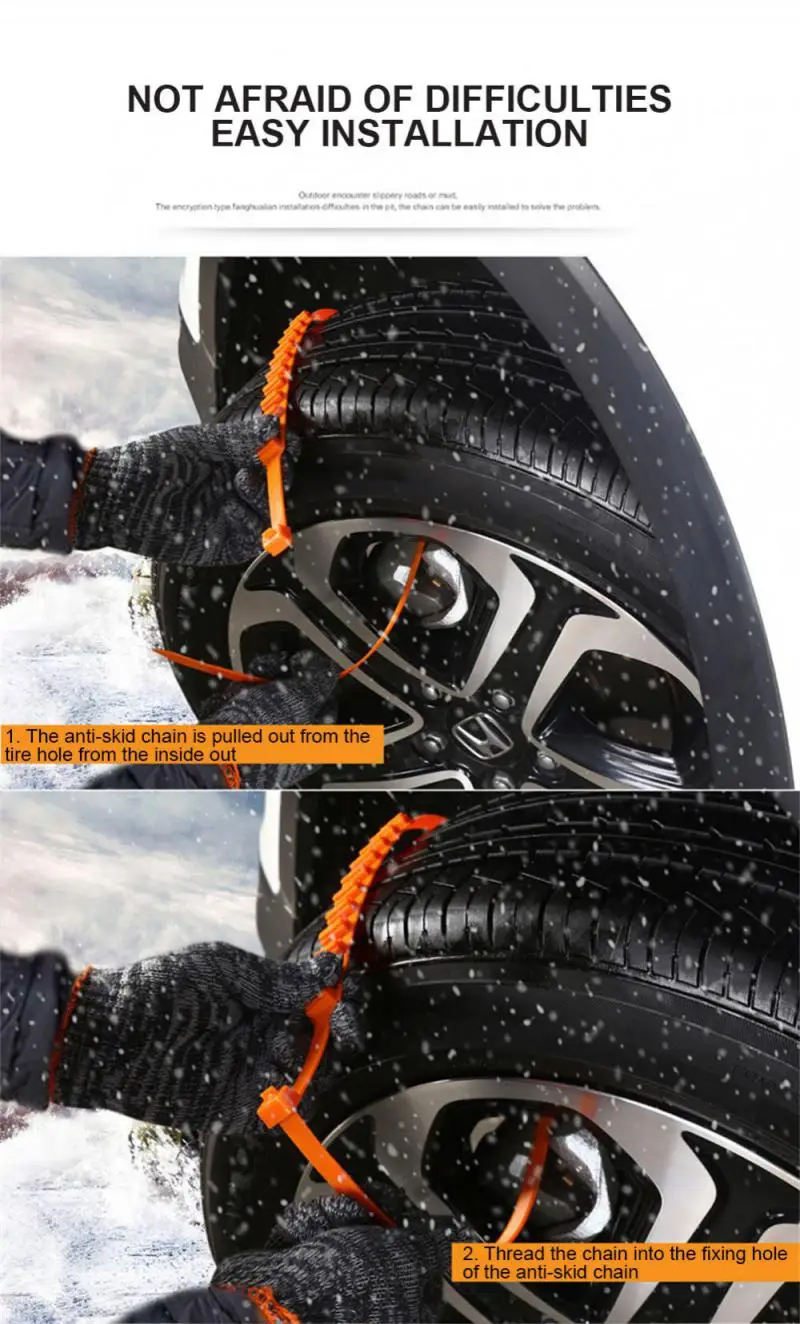 Winter Car Snow Chain Antiskid Car Motorcycle Outdoor Snow Tire Emergency Anti-Skid Tyre Chains Auto Accessories