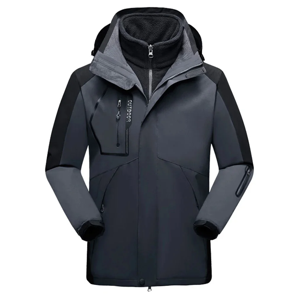 

Winter Parka Men Warm Outwear Jacket Mens Windbreaker Waterproof Fleece Velvet Hooded Coats Plus Size 5XL 3 In 1 Overcoat Cloth