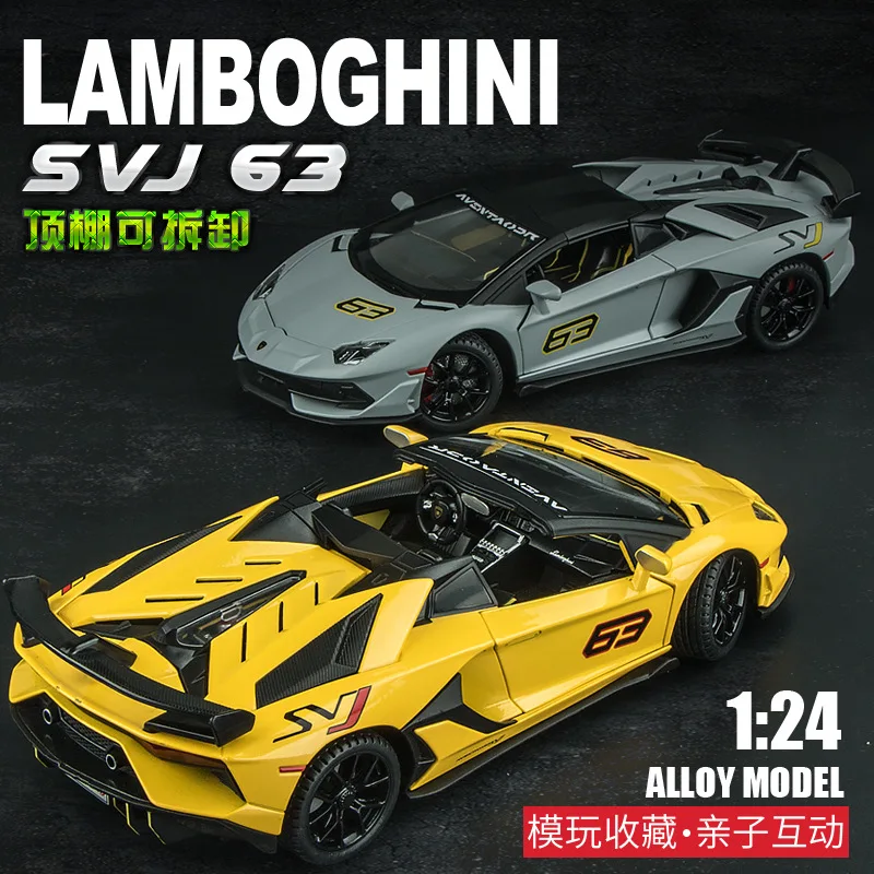 

1:24 Lamborghini SVJ 63 Sports car Simulation Diecast Metal Alloy Model car Sound Light Pull Back Collection Kids Toy Gifts A551