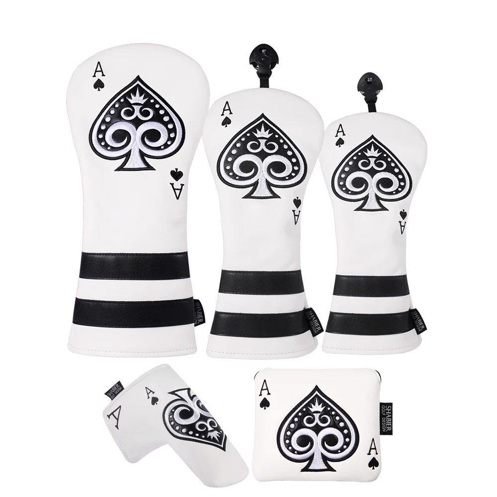 Poker Ace of Spades Design PU Leather Golf Club Headcover Driver