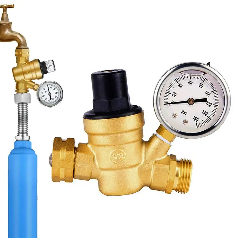 Water Pressure Regulator Adjustable Water High Pressure Regulator With Gauge Camper Must-Have For RV Travel Camper Travel tytxrv camper part include voltmeter water meter temperature gauge 2 way touch switch control panel caravan