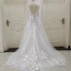 ZJ6002 Customized Boho V-neck Wedding Dresses Spaghetti Straps Appliques Corset Beach Tulle Bridal Gown Lace Floor Length 2