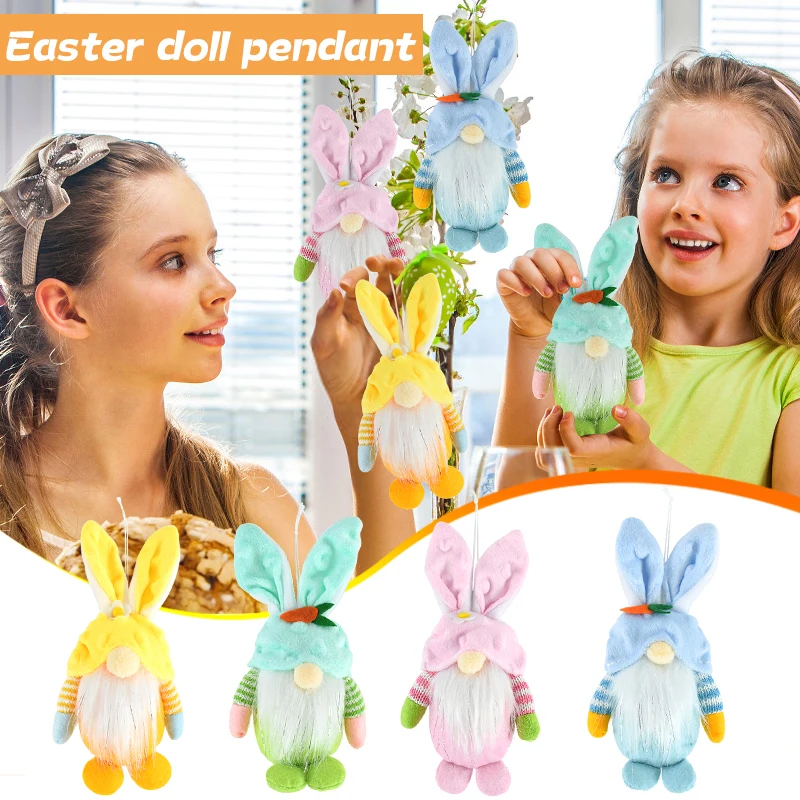 

Easter Dwarf Rabbit Dolls Rabbit Bunny Hanging Pendants Happy Easter Party Gnome Dwarf Doll Desktop Craft Decoration Kids Gift