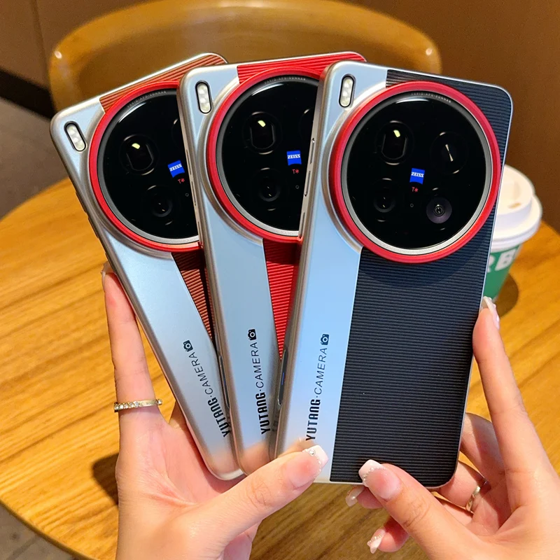Fashion Textured Stripes PU Leather Case with Electroplated Frame & Camera Protection