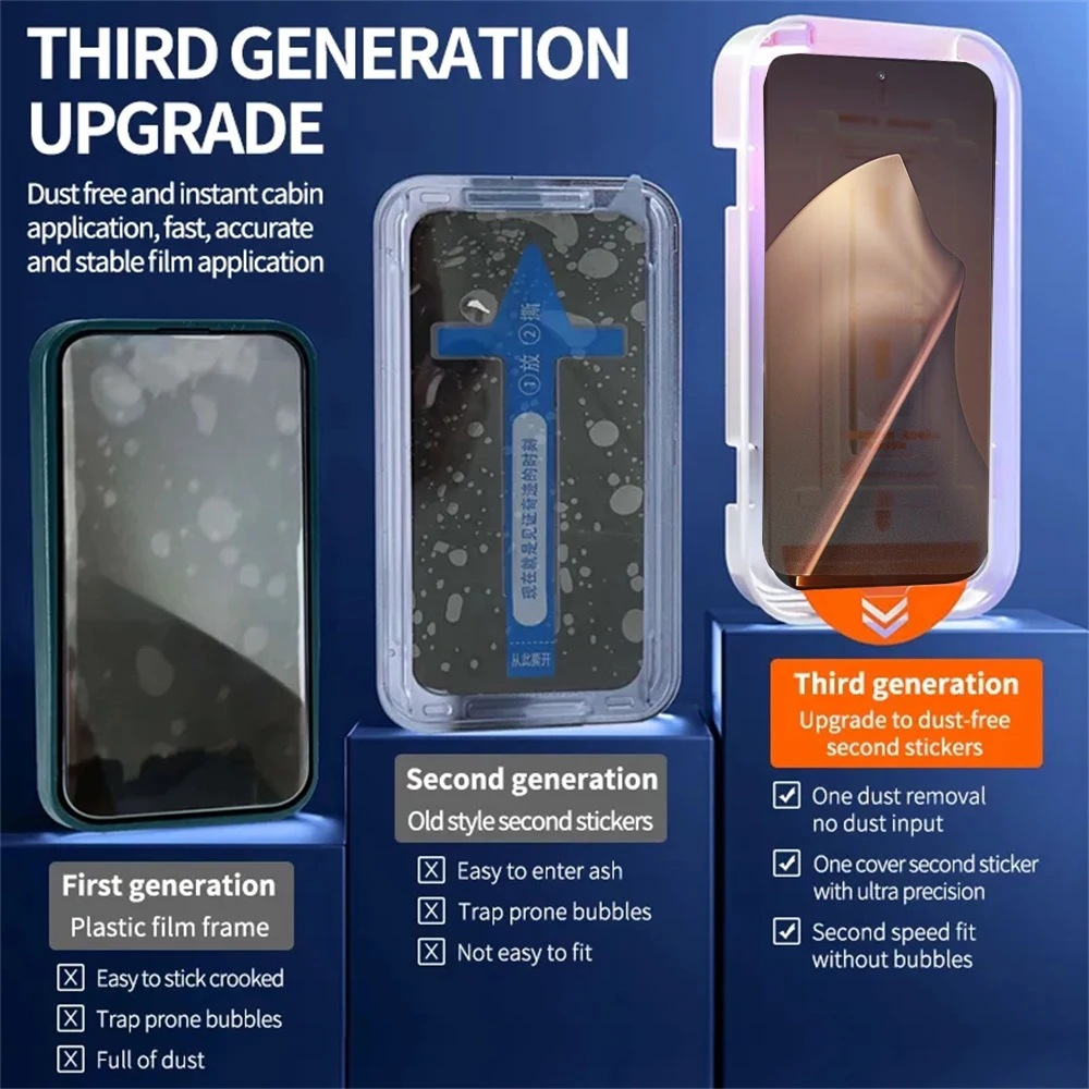 3-Pack HD 8K Easy Install Screen Protector with Auto-Dust Boxes - Tempered Glass