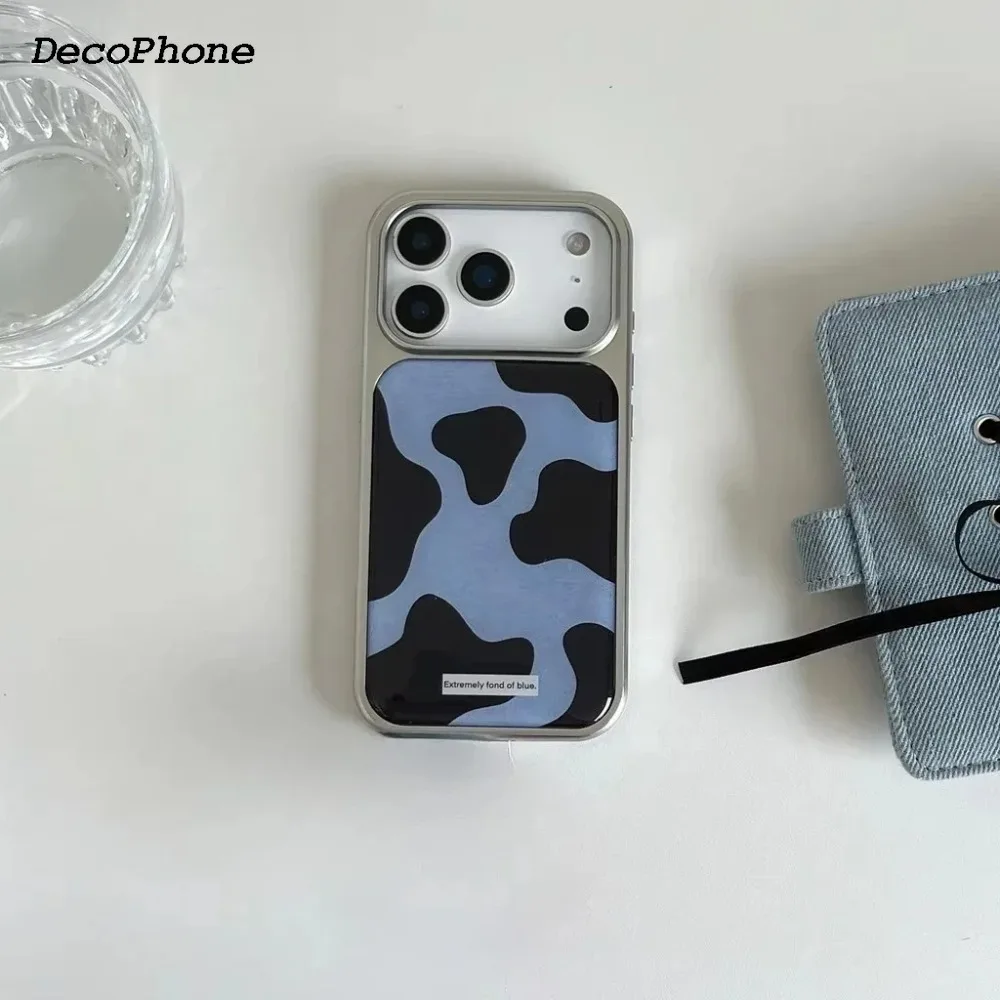 Retro Color Collision Pattern Electroplated Resin Black Phone Case Cover