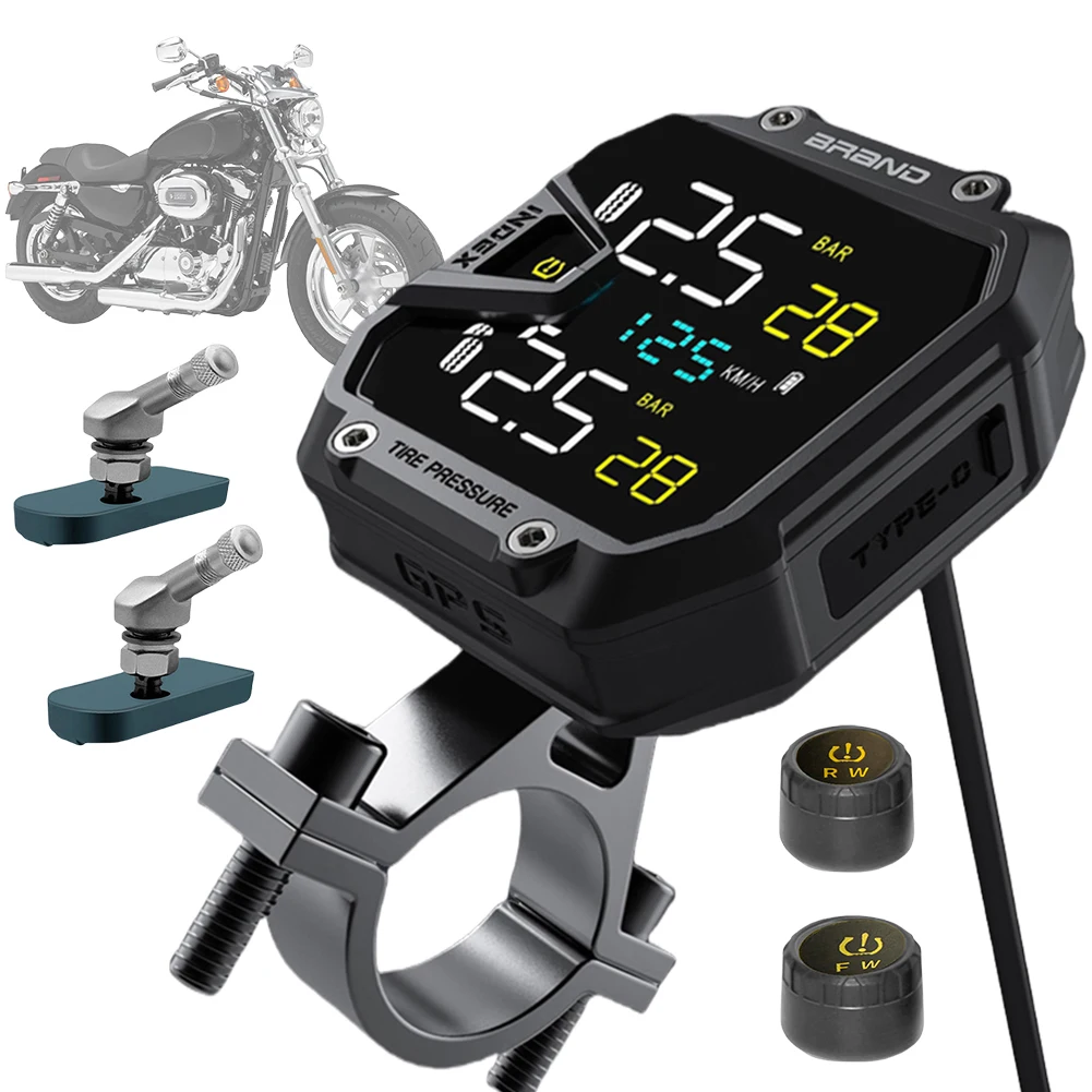 Motorbike Tyre Pressure Temperature Alarm IP65 Waterproof Wireless Tire Pressure Monitoring System for Two Wheeled Motorcycle