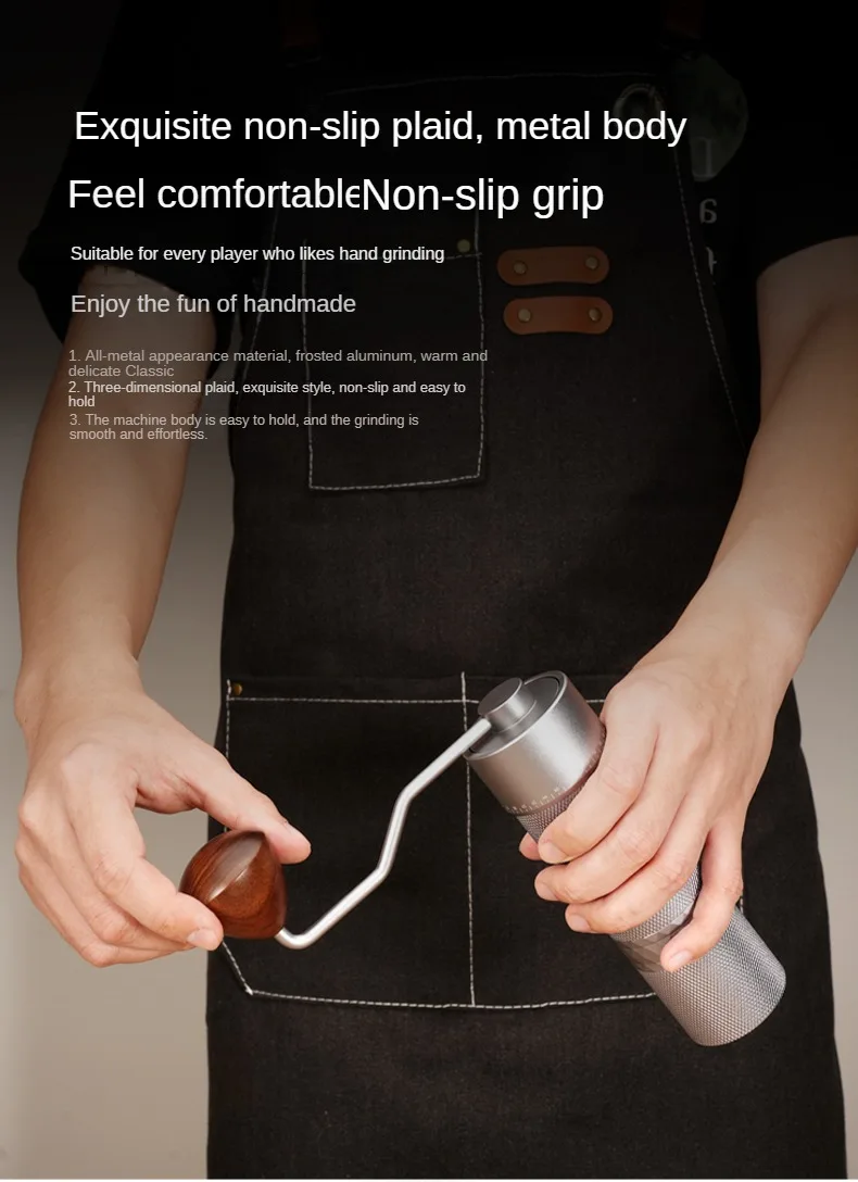 Sc931f7c7dbf24a7a8a4e1af7e1e67d747 External 1.0 Manual Coffee Grinder High Quality Portable Titanium Plated 7 Star Stainless Steel Burr For Espresso Kitchen Tools